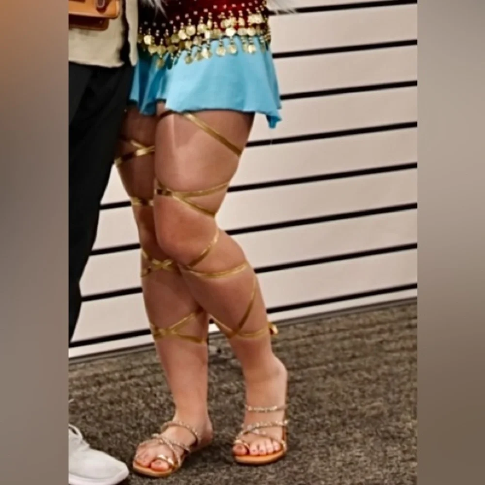 Spirit Halloween shiny gold metallic Halloween leg wraps. One size. Like new - Picture 2 of 13